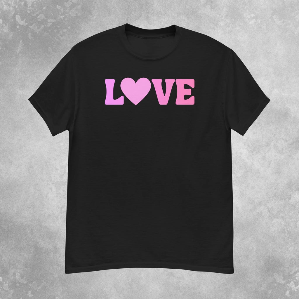 Pink Love Heart T-Shirt Mens S-2XL