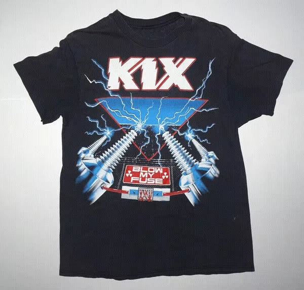 Vintage KIX Band Blow My Fuse Shirt Short Sleeve Black Unisex S-234XL