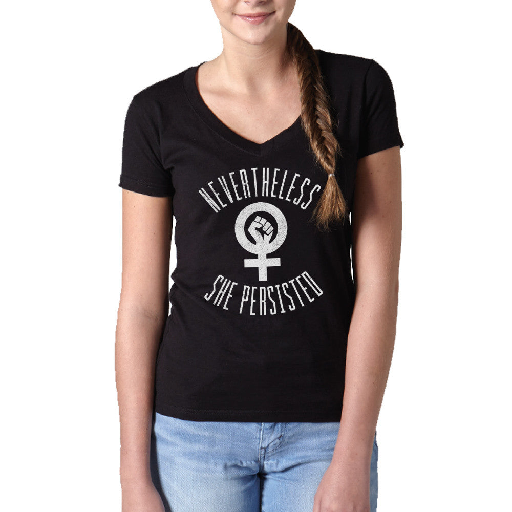 Women's Nevertheless She Persisted Vneck T-Shirt - Elizabeth Warren