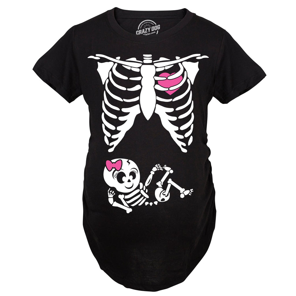 Skeleton Baby Girl Maternity T Shirt