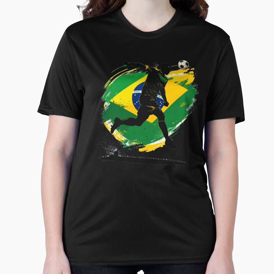 Brazil Soccer Player Art — Brasil Football Flag Action Fan Print by icemanphotos