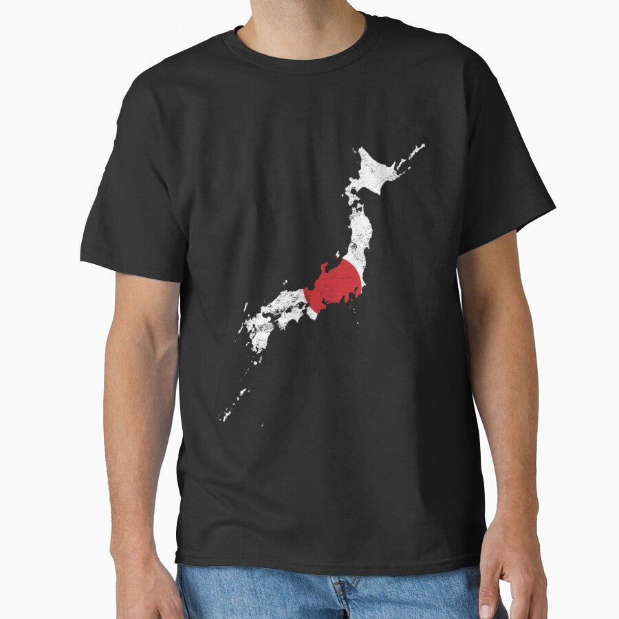 Japan Flag Map tshirt distressed vintage by farhanhafeez