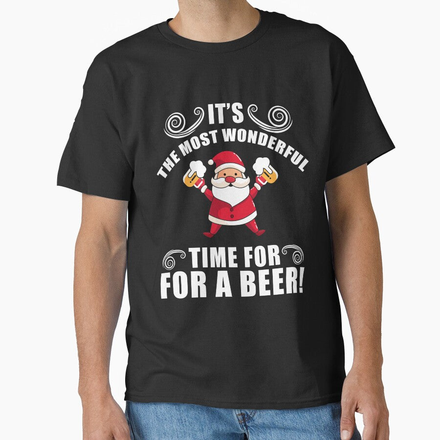 It’s the Most Wonderful Time for a Beer T-Shirt Funny Christmas Santa Tee by AllStarMerch