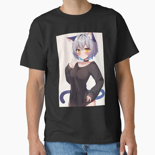 Adorable Anime Neko Girl in Oversized T-Shirt by PixiAnime