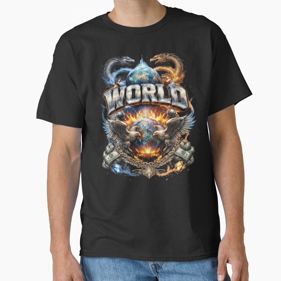 Fire and Ice Dragon World Streetwear Aesthetic Graphic Art by VelvetVibe prints