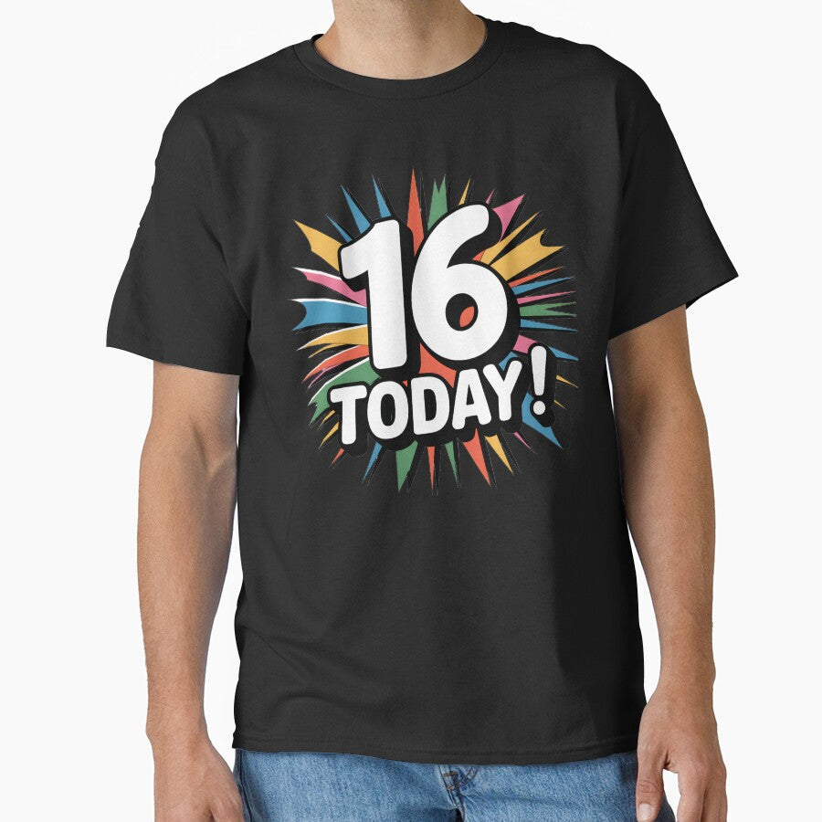 16 Today simple unisex graphic for 16th birthday by Pixel Palace