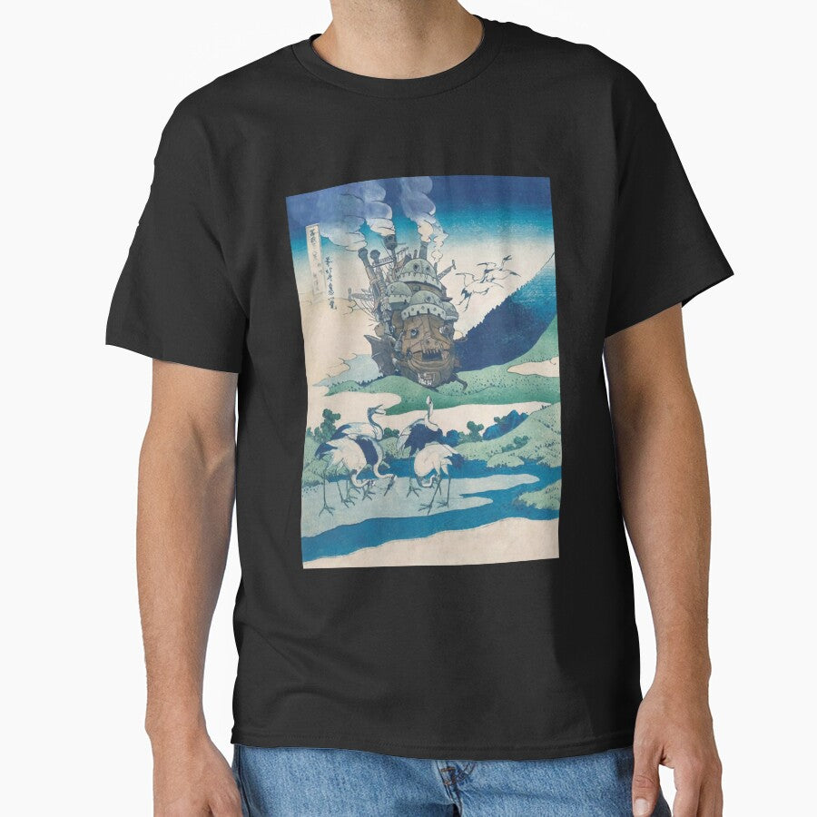 Howl_s castle and japanese woodblock mashup by CarmelaWinkler