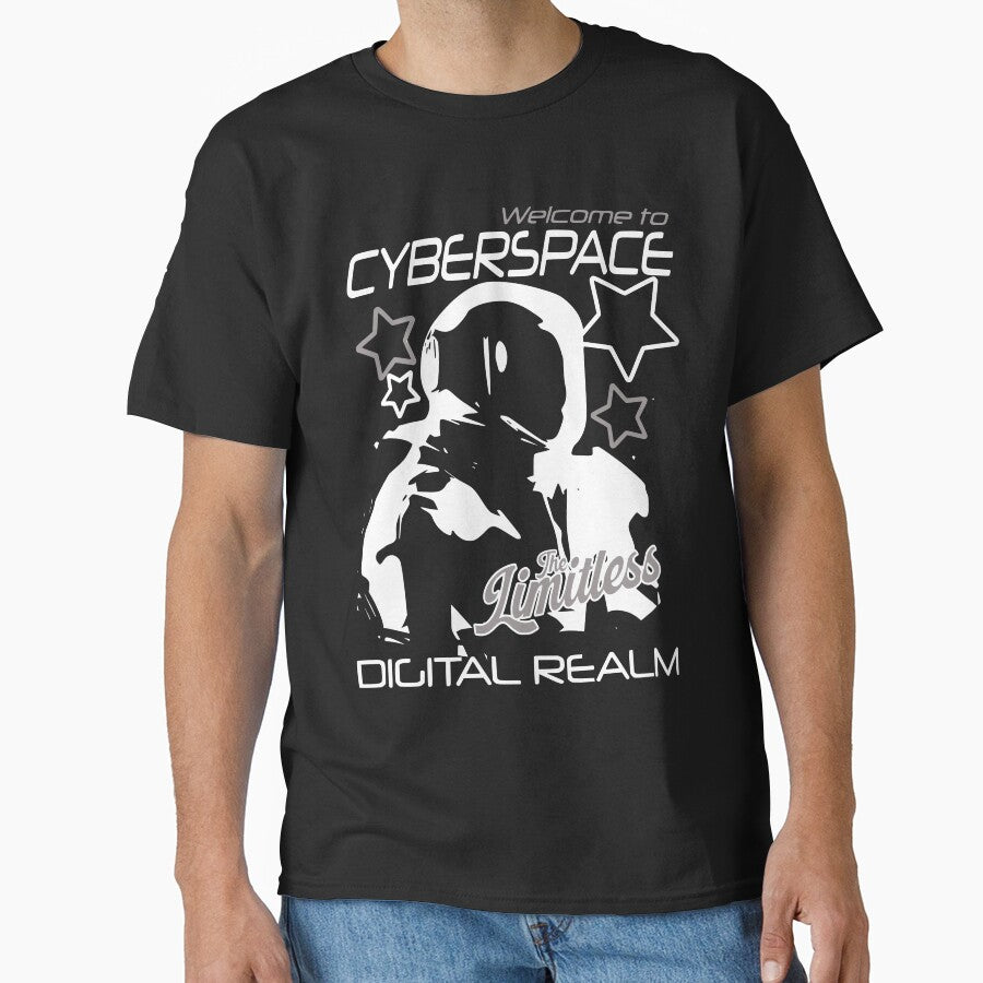 CYBERSPACE – White and gray astronaut on futuristic black background Y2K by Pics'Elle Creations