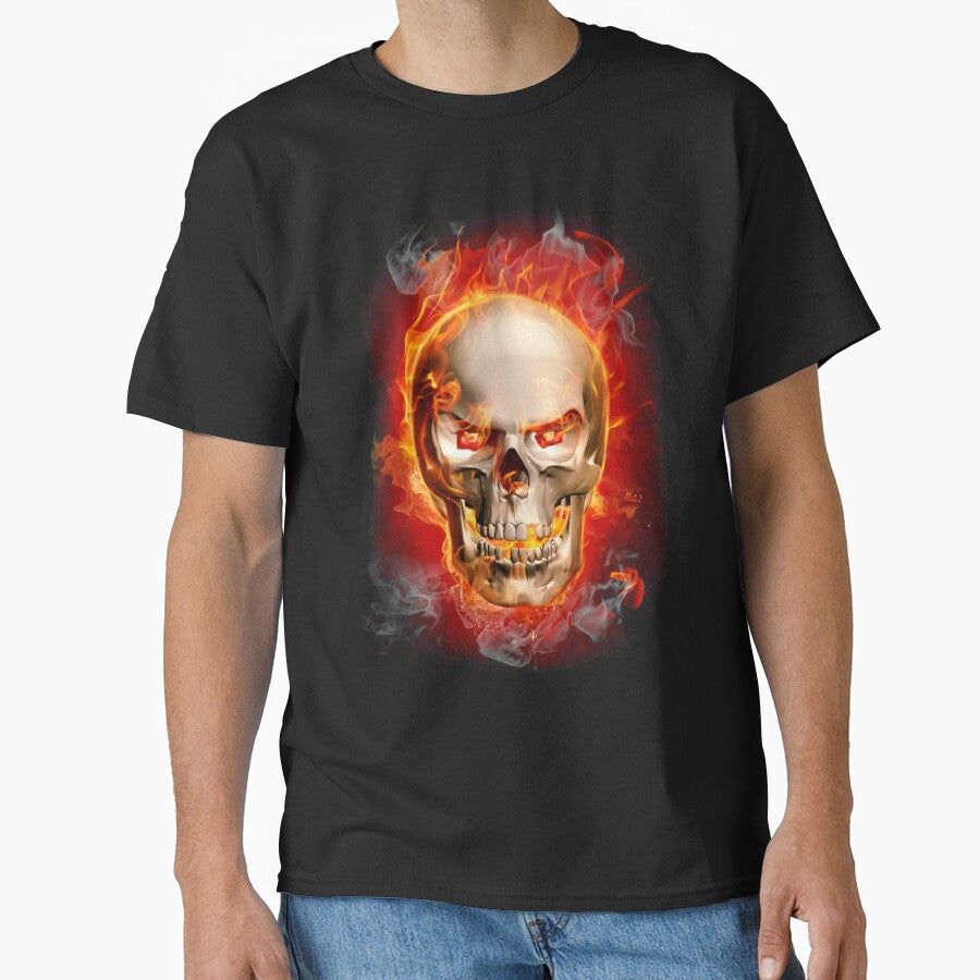 funny t-shirts Skull on fire, stylish t-shirt by crazybaks
