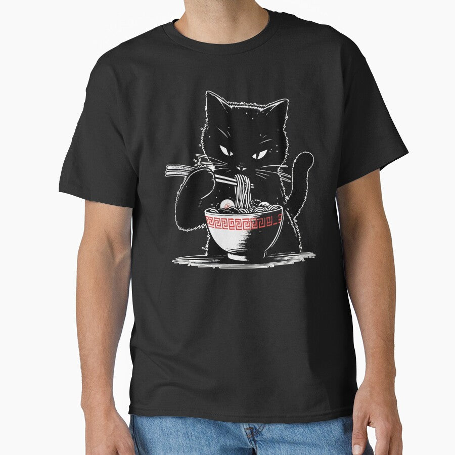 Cat Eating Ramen Noodles Japanese by TomFrontierArt