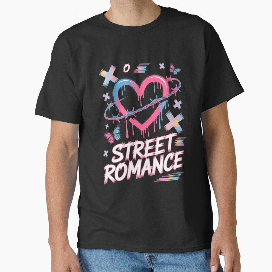 Street Romance Dripping Heart Barbed Wire Butterfly Glitch Valentine's Day by DarylWelsh2024
