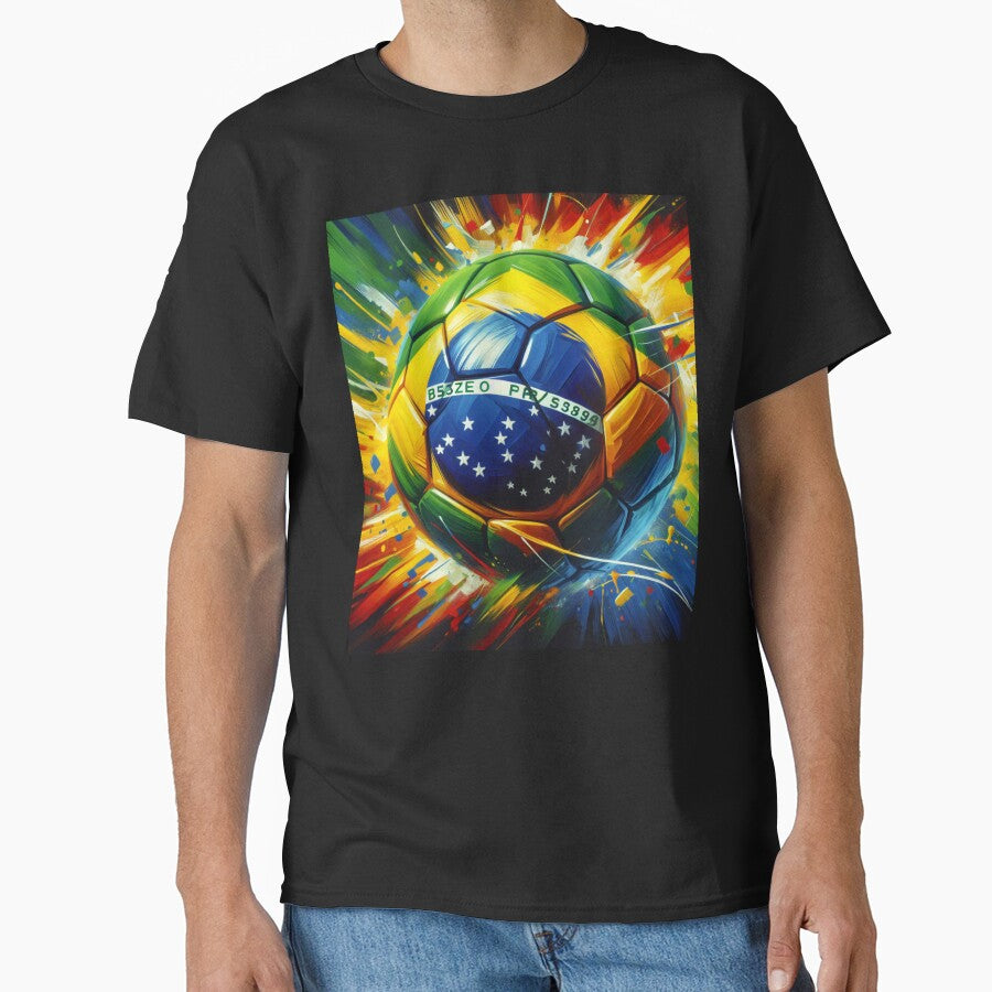 Brazil Soccer Ball Art – Vibrant Football Painting in Brazilian Flag Colors by ssmg80