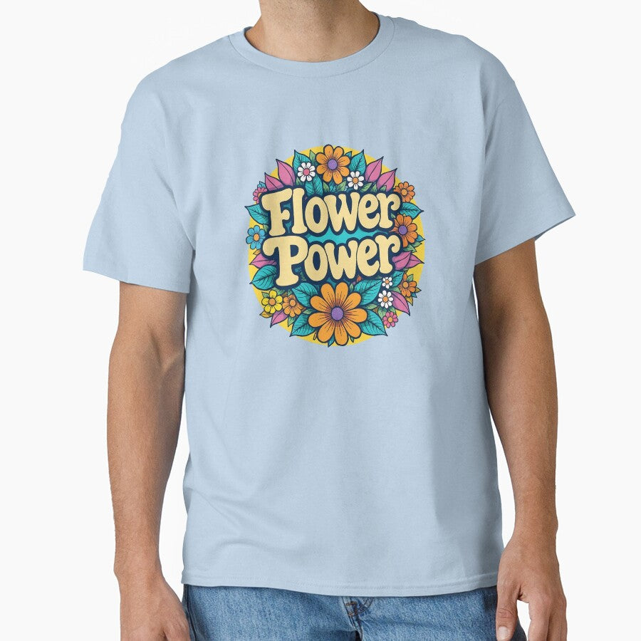 Flower Power Retro 70s Groovy Floral T-Shirt by Pogglecards
