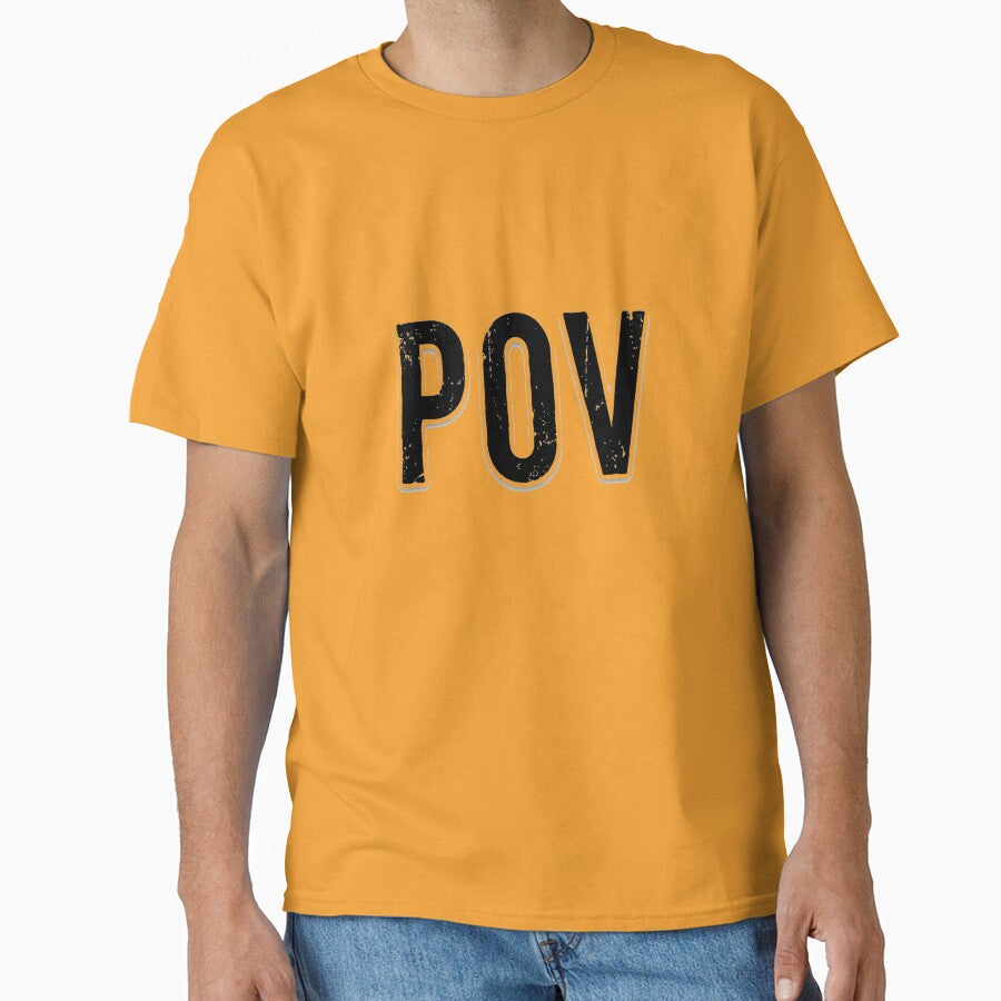 POV Grunge Distressed T-Shirt Monochrome Serif Graphic Tee by Chaotic-Treasures