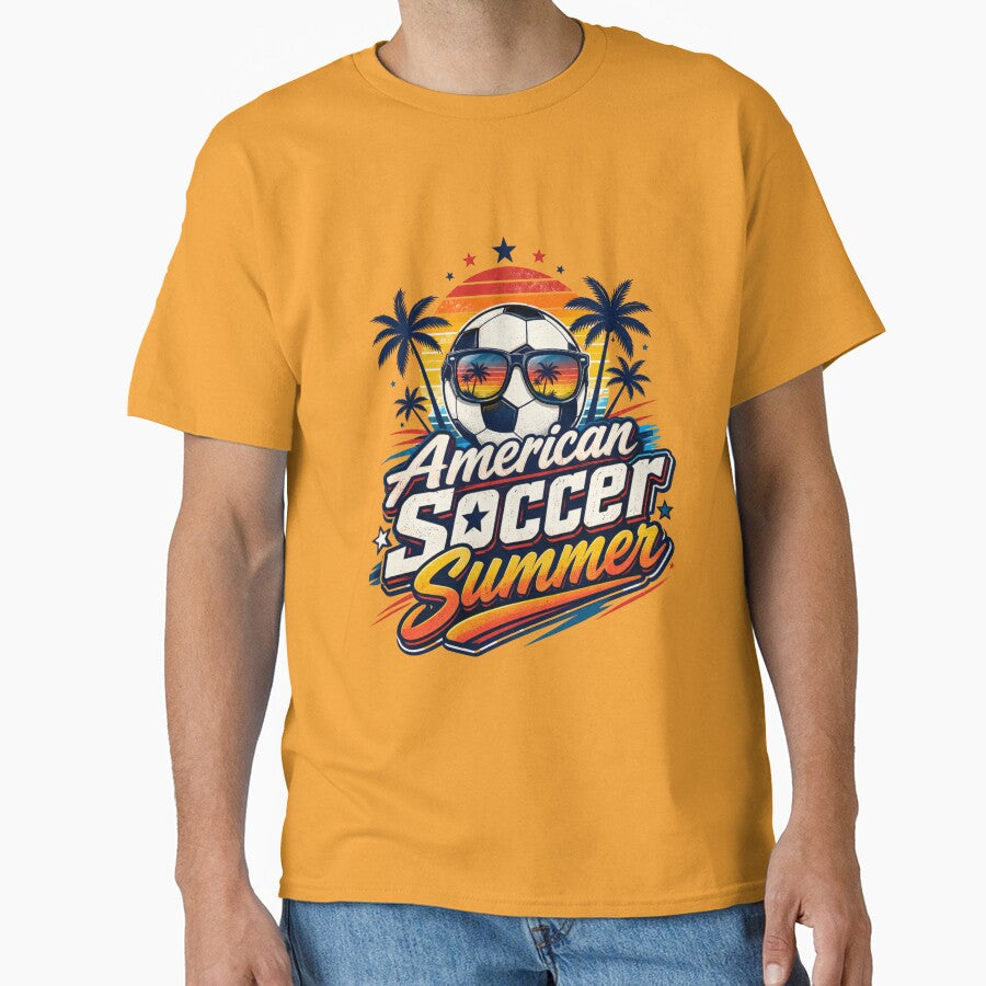 American Soccer Summer Retro Fan Design by Stickers  Designer