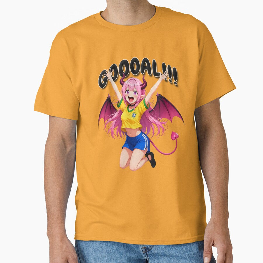 Noxie Goal Celebration – Cute Demon Anime Brazil Soccer Fan GOAL Kawaii Football Girl by NoxieCozyStudio