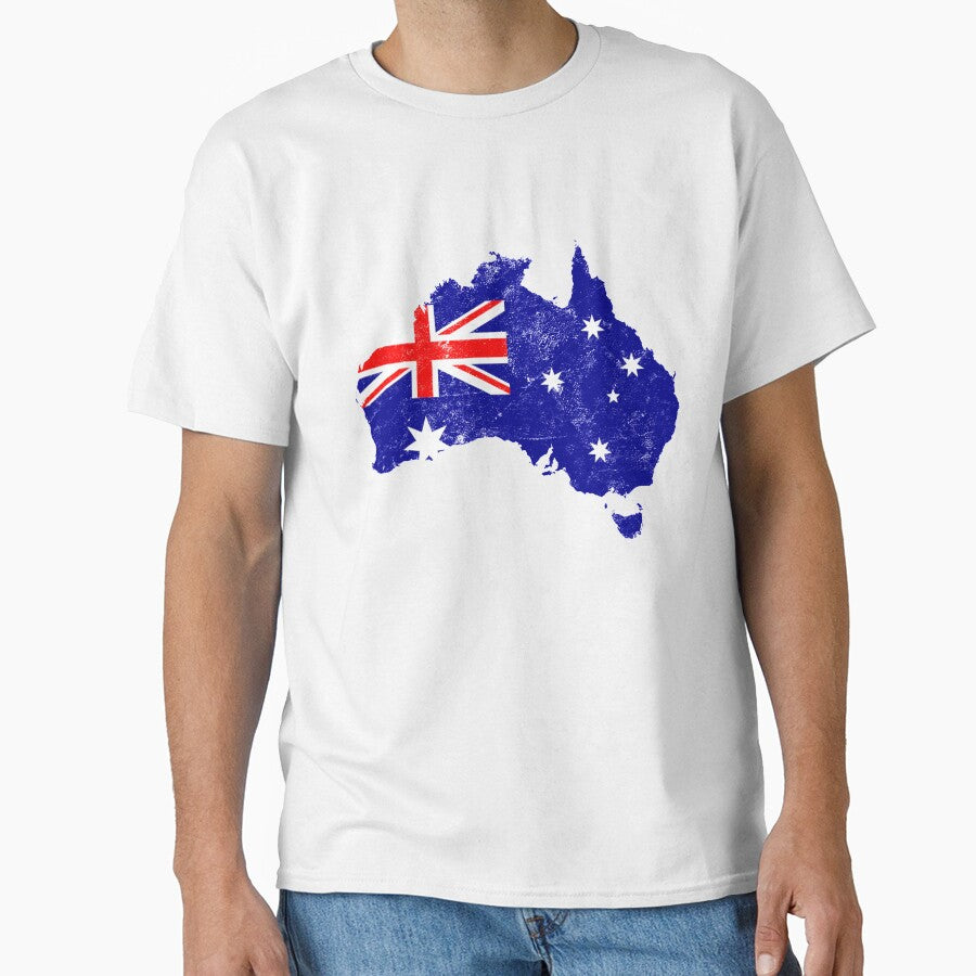 Australia Flag Map tshirt distressed vintage by farhanhafeez
