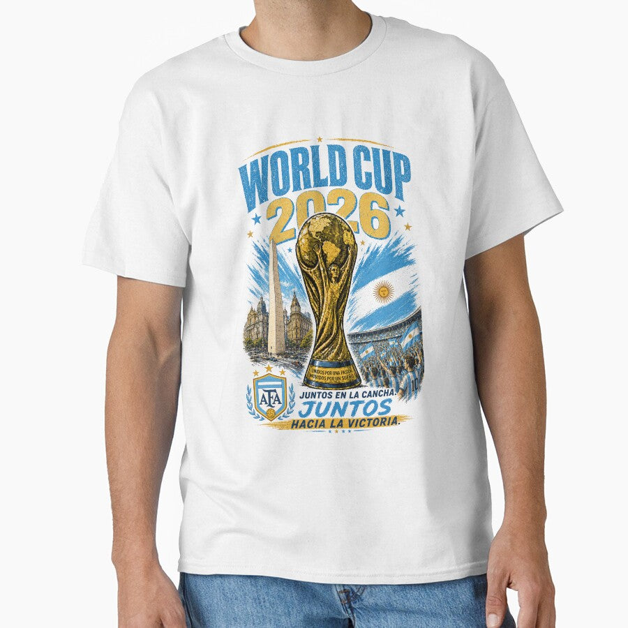 Argentina 2026 Football Trophy Vintage Poster by Arabic Ink Studio