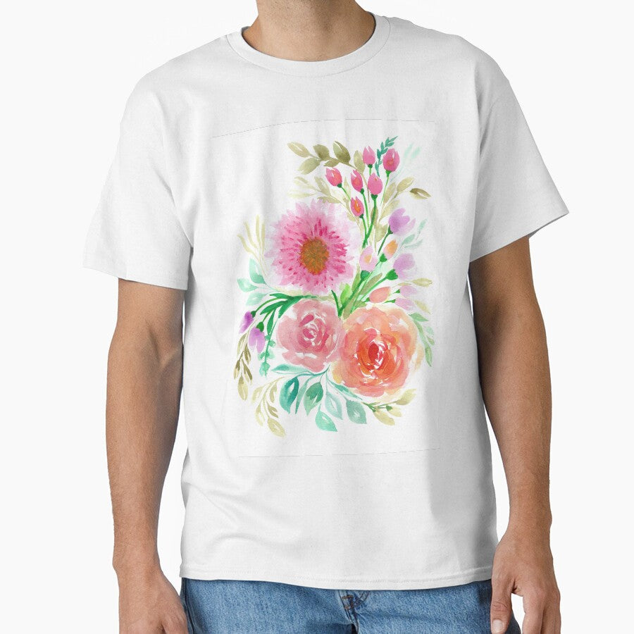 Pink Peach Flower in Watercolor Painting by MyArt23