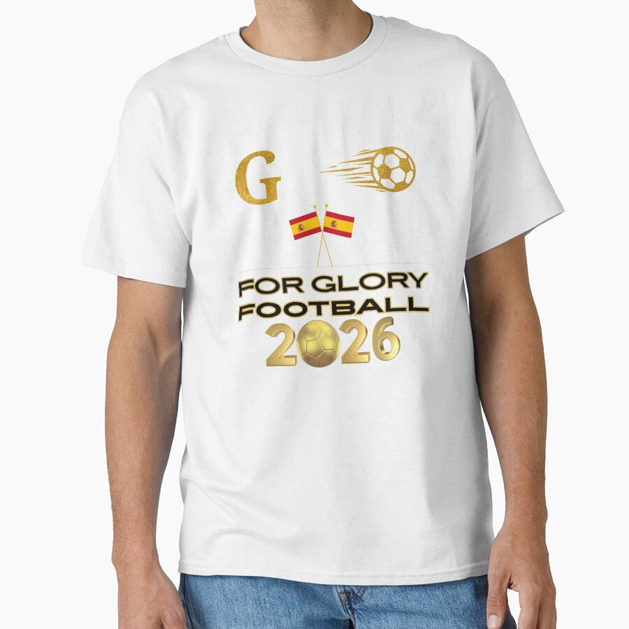 For Glory Football 2026 Spain Gold Soccer Fan Design Spanish Flag Football Supporter Shirt by Art IN Pack