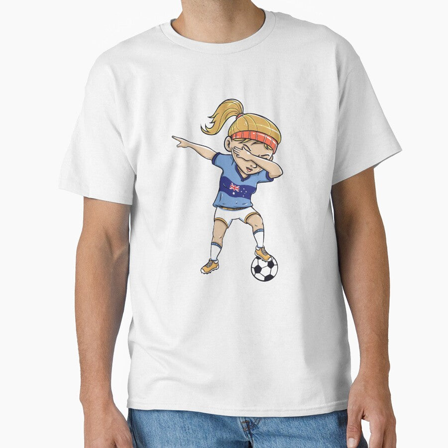 Dabbing Soccer Player Funny Australia Fan design girl by Pummli