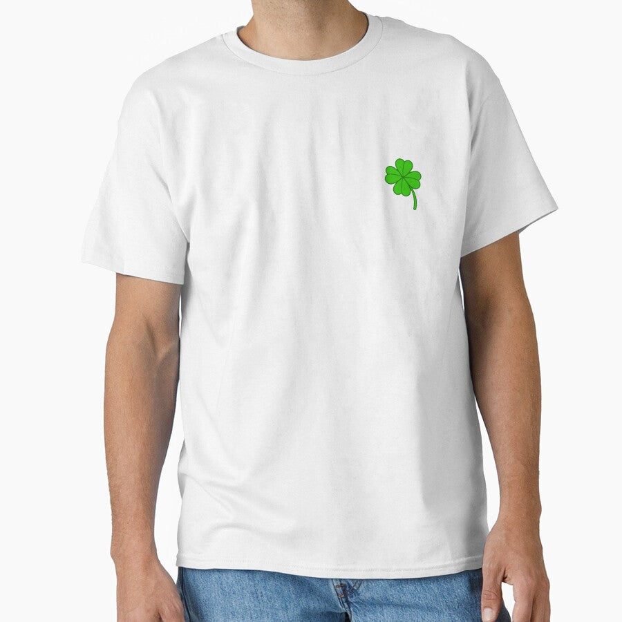Green 4 Leaf Clover Pocket Patch T-Shirt for Men and Women by AllStarMerch