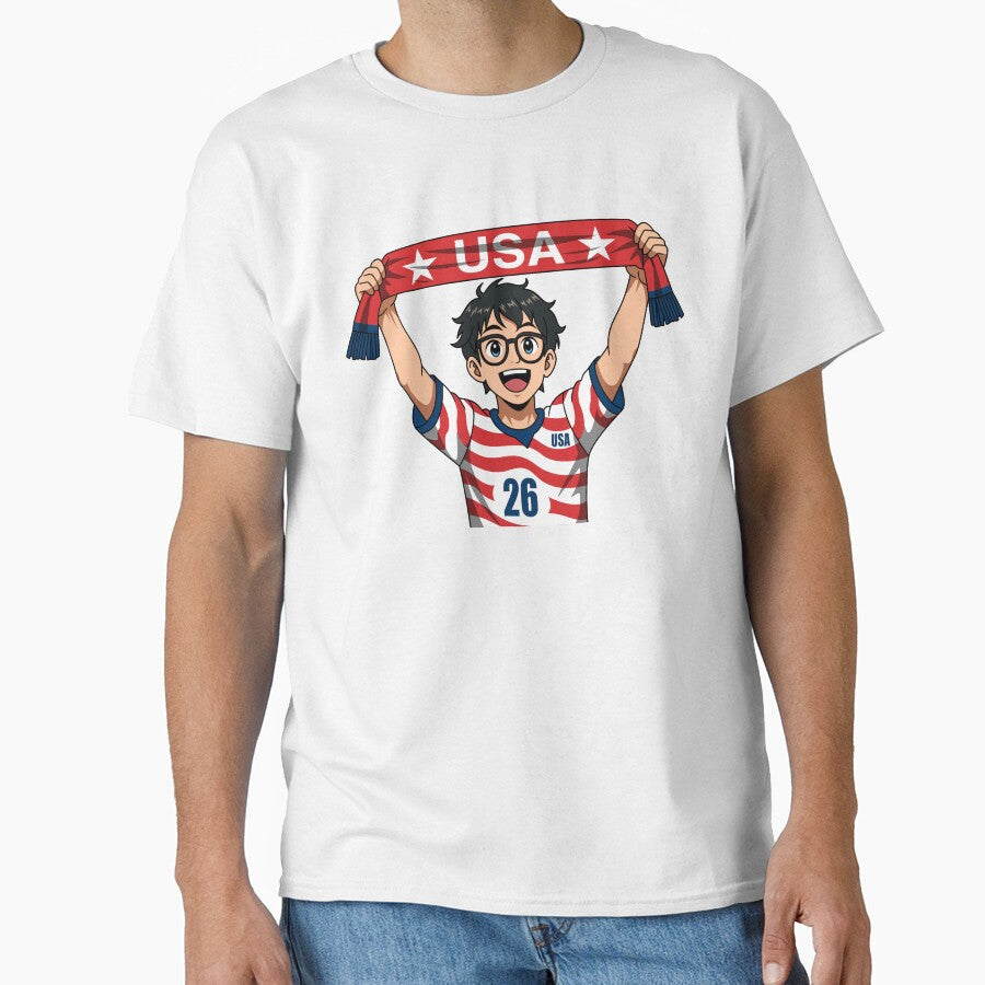 Glasses Anime Boy USA Soccer Scarf Red by Anne97s