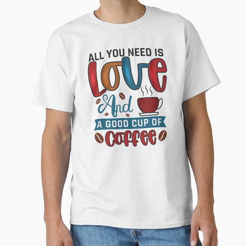 "Love and Coffee" Minimalist Typography T-Shirt for Caffeine Lovers and Romantics by ChameraDesign
