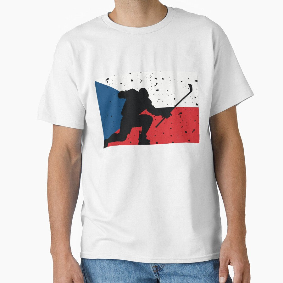 Czech Ice Hockey Silhouette Celebration Distressed by CanvasTee