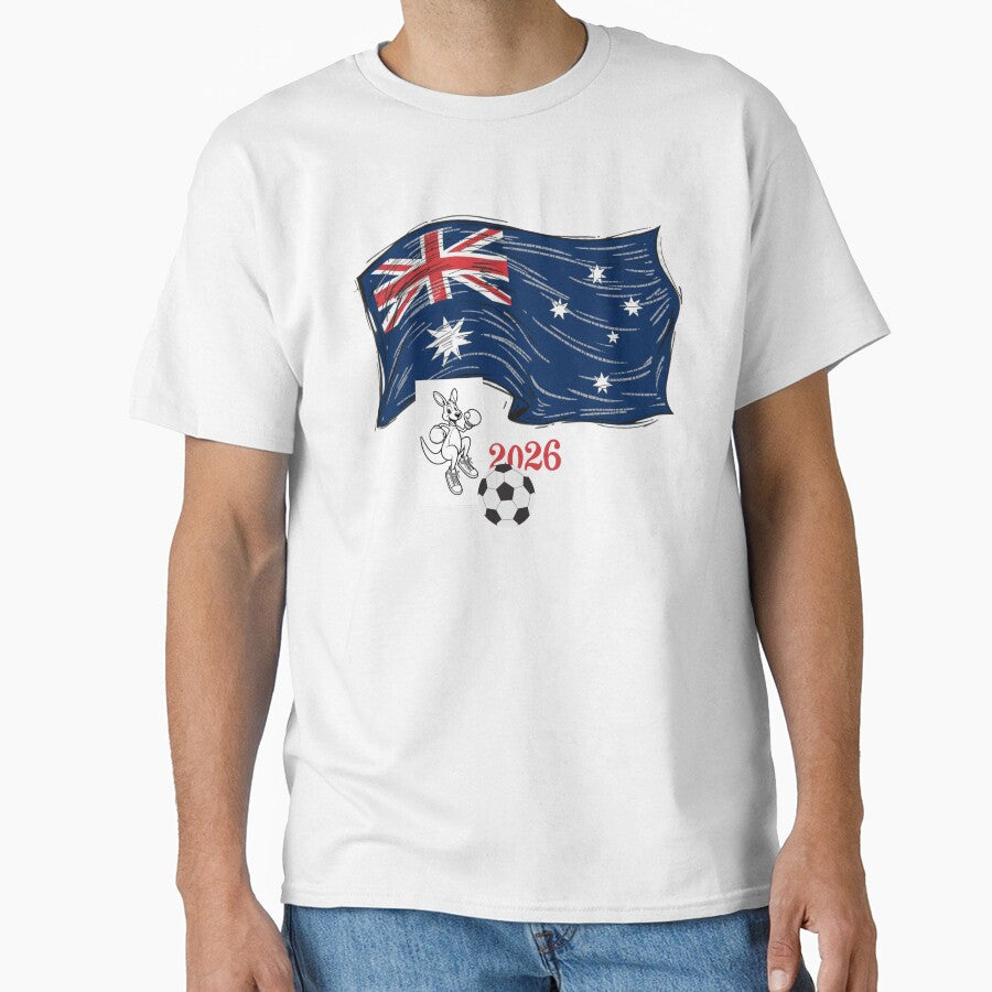 Australia 2026 Soccer Pride - Boxing Kangaroo & Dynamic Waving Flag. by printeGear