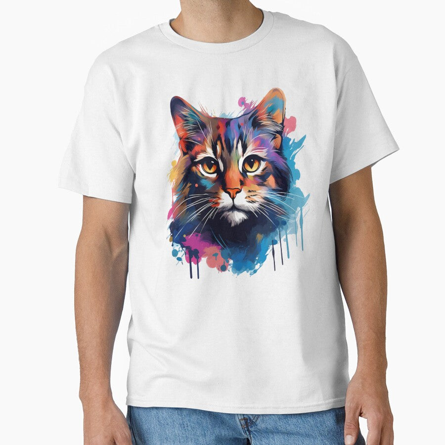 Cat Graffiti Graphic Print T-Shirt by ameowzingdesign