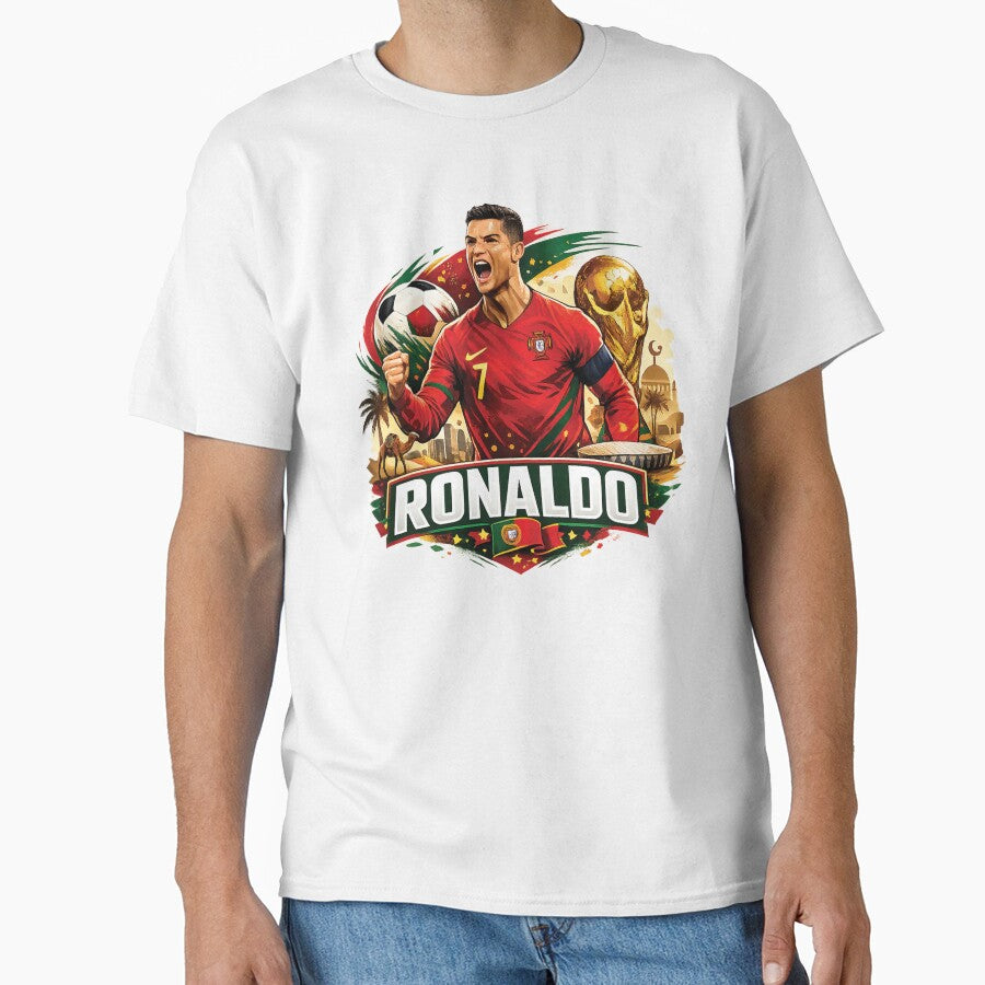 Cristiano Ronaldo Portugal World Cup Design | CR7 Football Fan Art PNG | Soccer Legend Graphic T-Shirt Design by Graphic Therapist