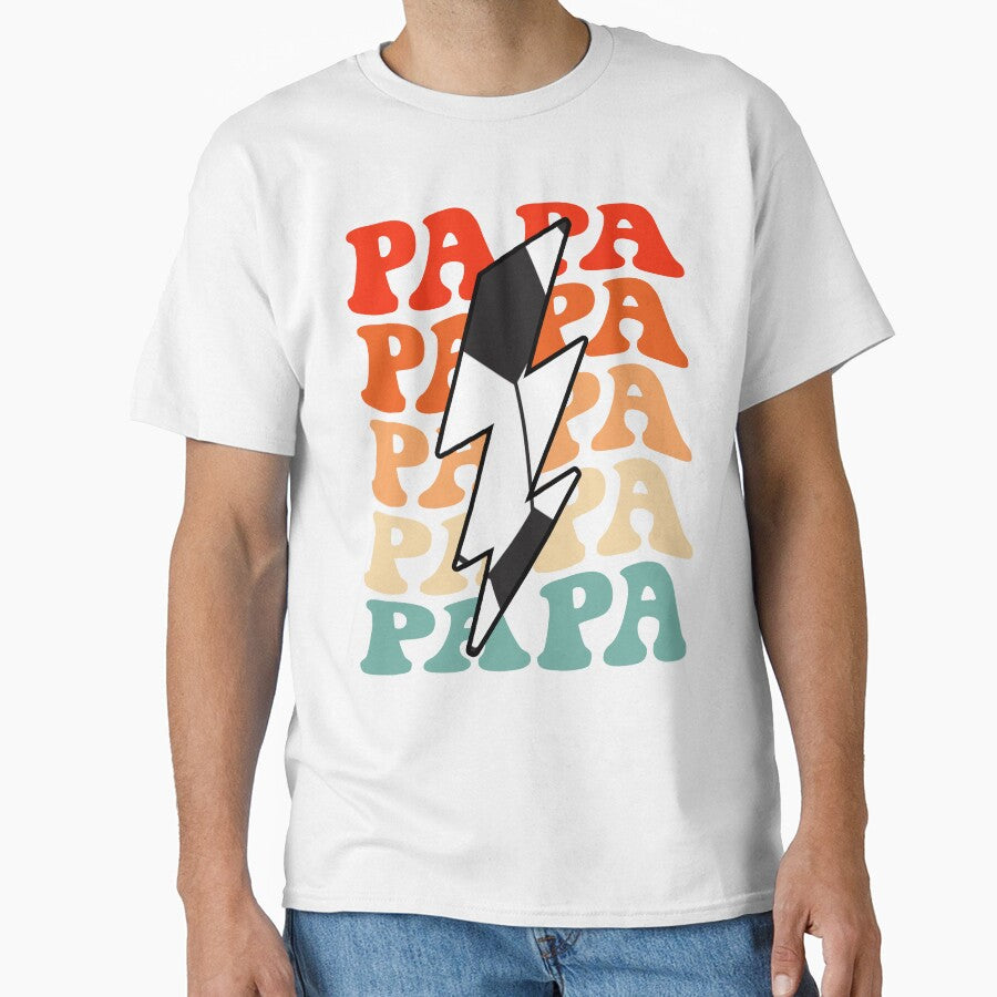 Soccer Papa Dad Retro Groovy Lightning Bolt Father’s Day by Christina-grich