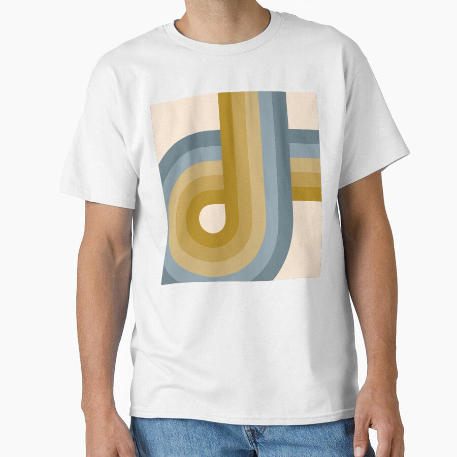 Geometric Colorful Retro - Mustard Gold and Dusty Blue by JMgraphic