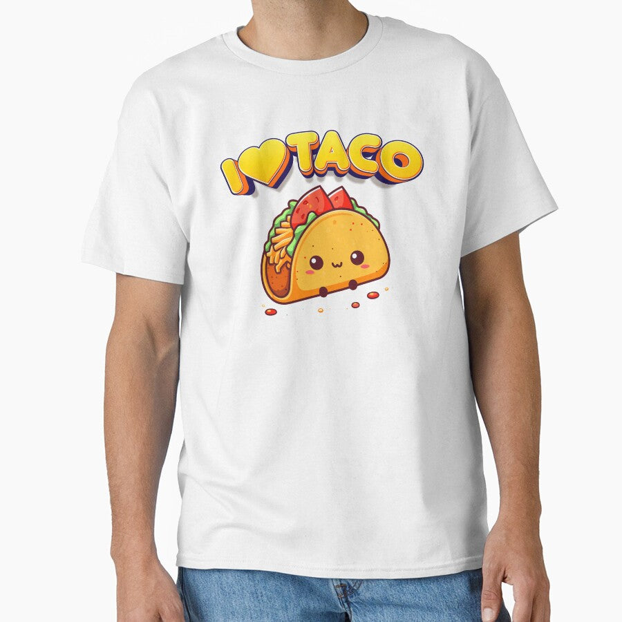 Taco T-Shirt, I Love Taco, Funny Crew Neck Shirts with Taco Graphics, Tacos Gifts for Mexicans, Tacos Birthday Party Shirts by breathlessllc