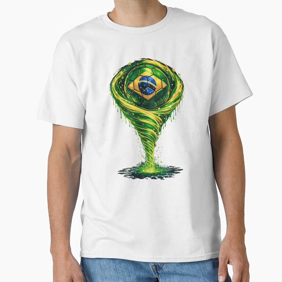Brazil Soccer Tornado: Yellow Green Blue Vortex Art by FunToTheFullest