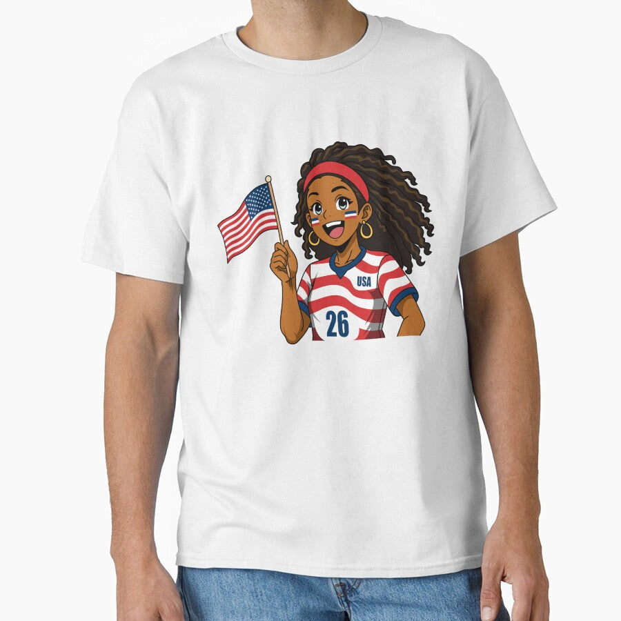 Proud Anime Girl Holding USA Flag by Anne97s