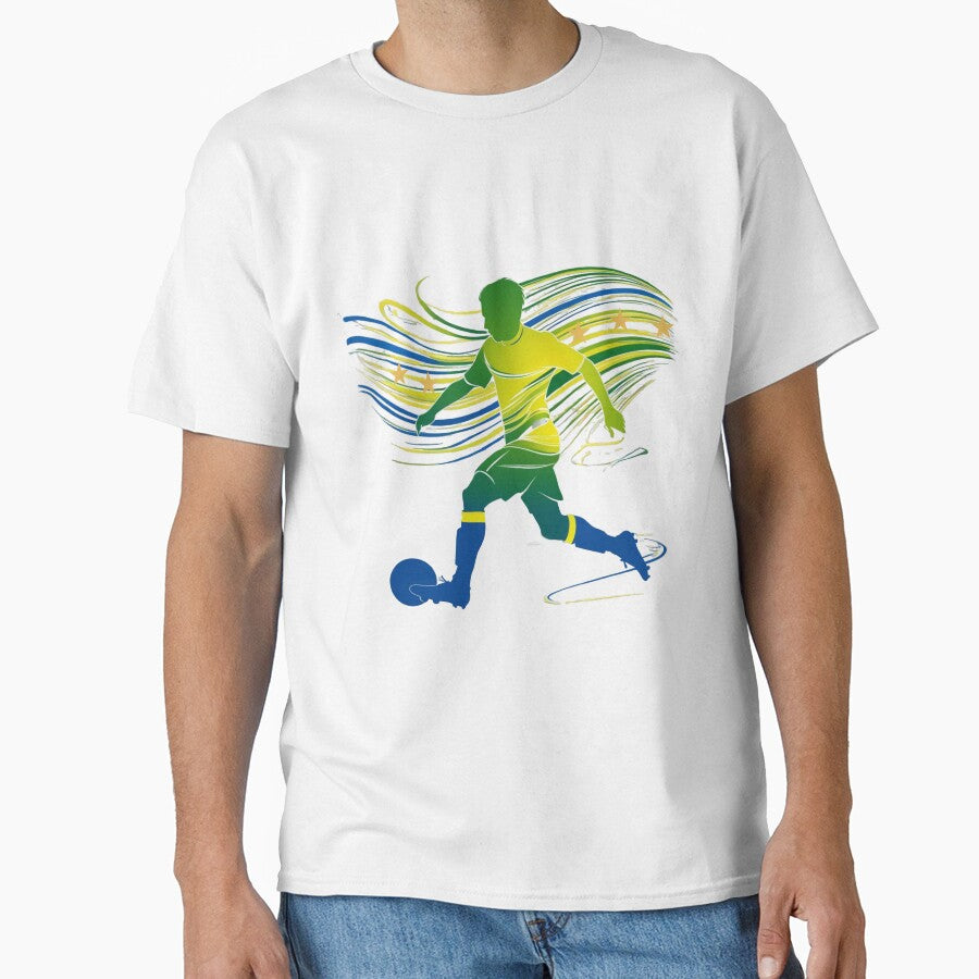 Dynamic Brazil Soccer Player Silhouette Five Stars by PMTaurus