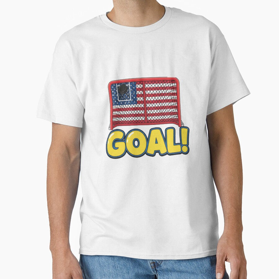 Exciting hockey goal, complete with puck in American flag net by Jdee23