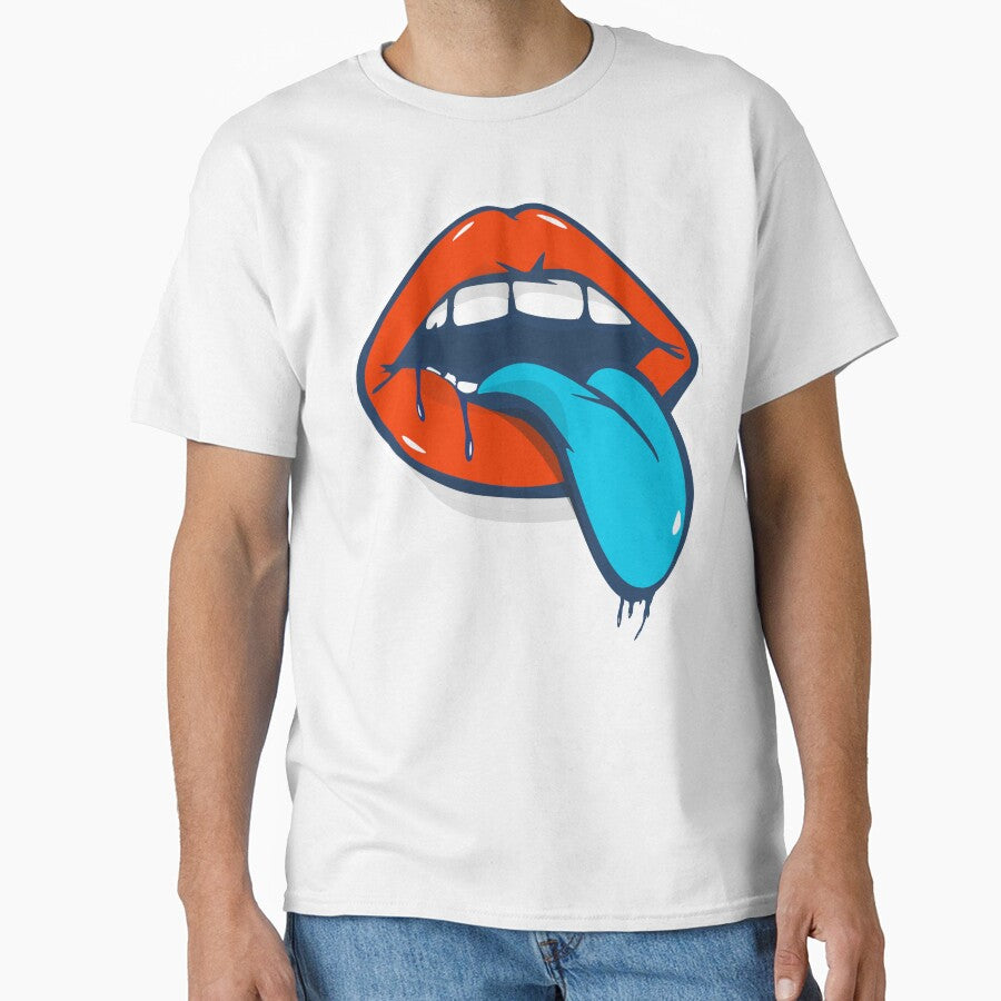 Blue Tongue Mouth Pop Art Bold Red Lips Sticker Gift by CLC54
