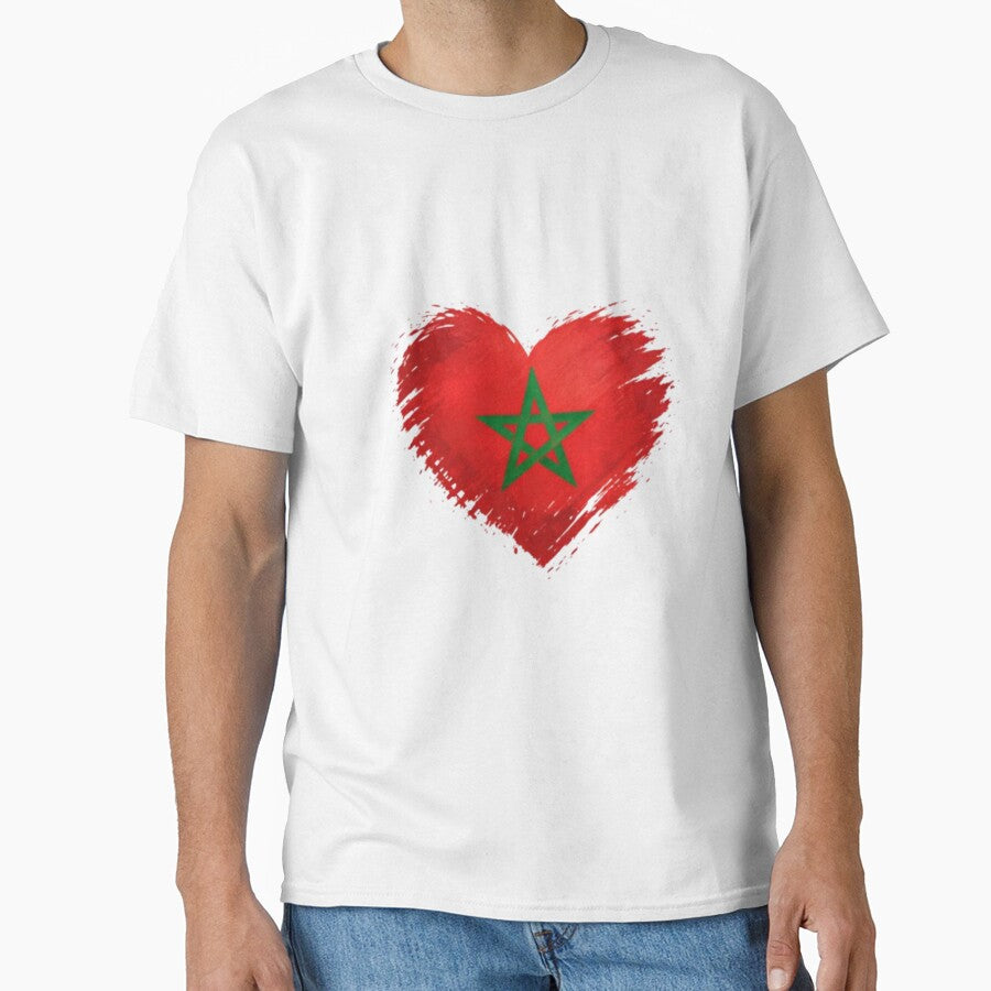 Morocco Heart Flag T-Shirt | FIFA 2026 Moroccan Soccer Fan Tee by YASboutik