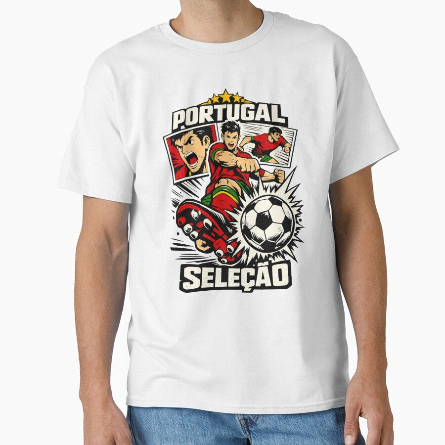 Portugal Soccer Anime Design – Seleção Football Player Kick Graphic Tee by JonelCrafts