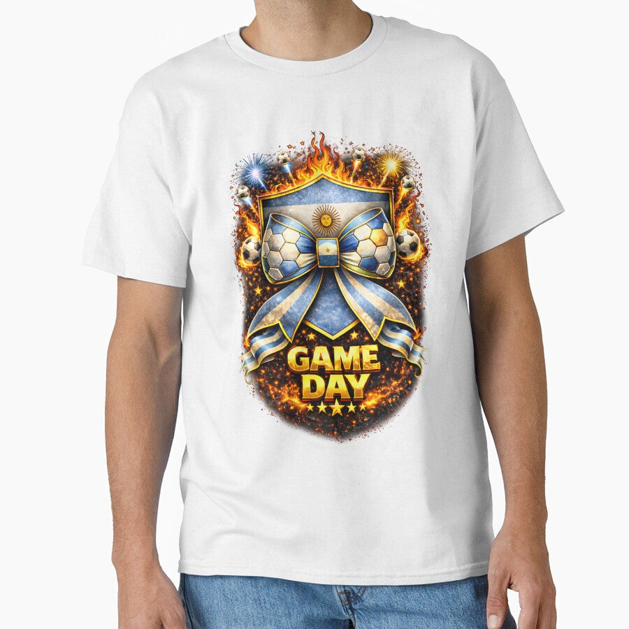 Argentina Soccer Bow Game Day Fire Crest Graphic by MuniraWearify