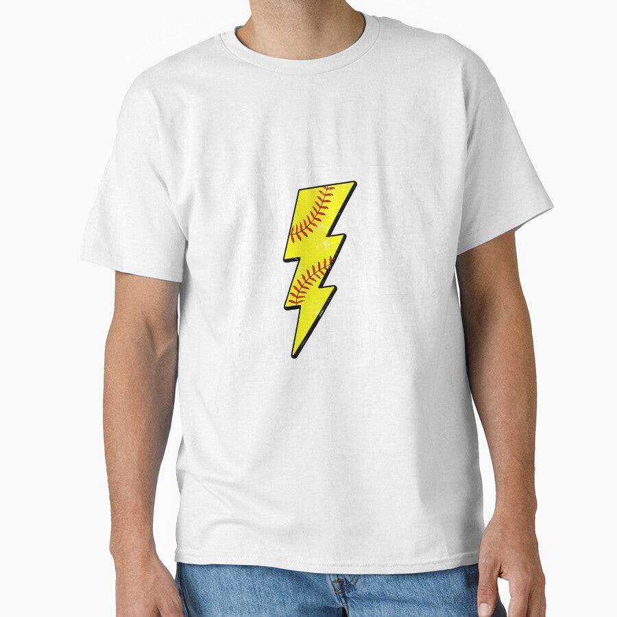 Game Day Softball Lightning Bolt Softball Mom Dad Girl Boy Long Sleeve by ArleneRowe