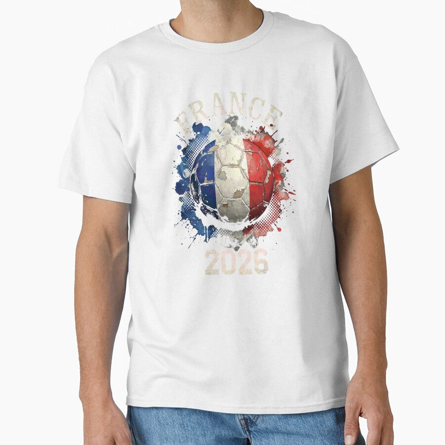 France 2026 Football Art | Vintage Tricolor Soccer Ball Splash Design by Imaginationbeyond