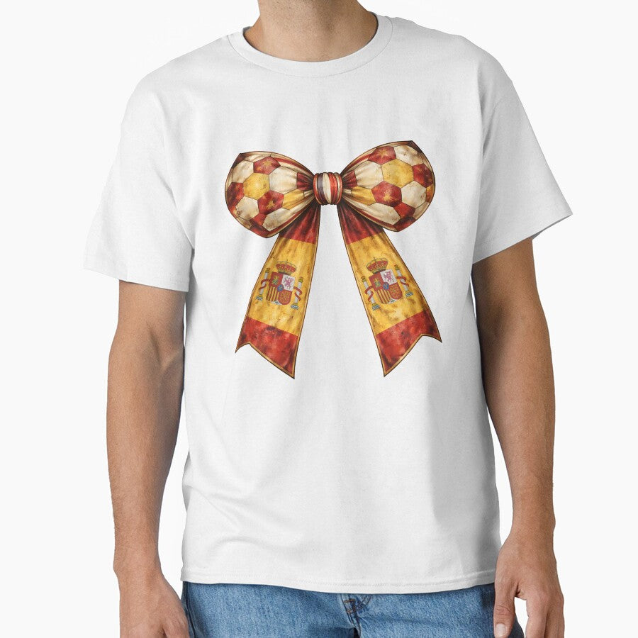 Spain Red Yellow Flag Patterned Patriotic Soccer Bow by MuniraWearify