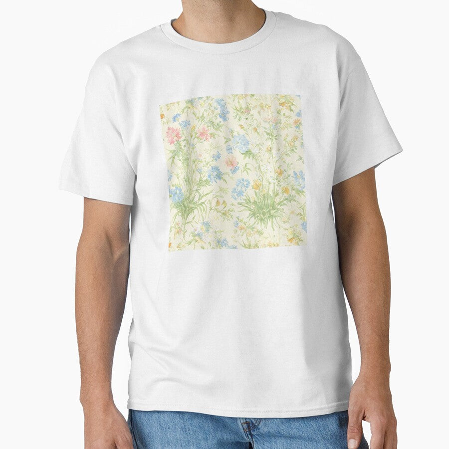 Soft Pastel Wildflower Toile de Jouy Pattern by SeamPix
