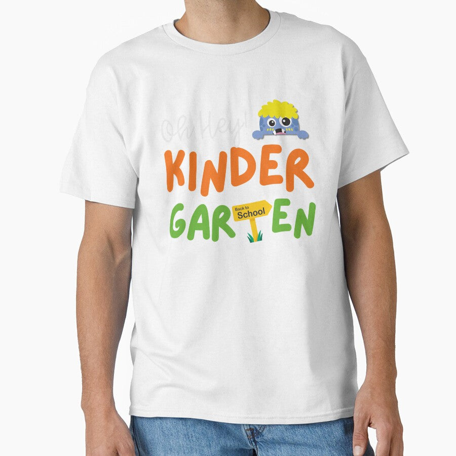 Cute Monster Oh Hey Kindergarten Back To School Men Women Teacher T-Shirt, First Day of School Teacher Back to School Tee Top! by Viran-Designs