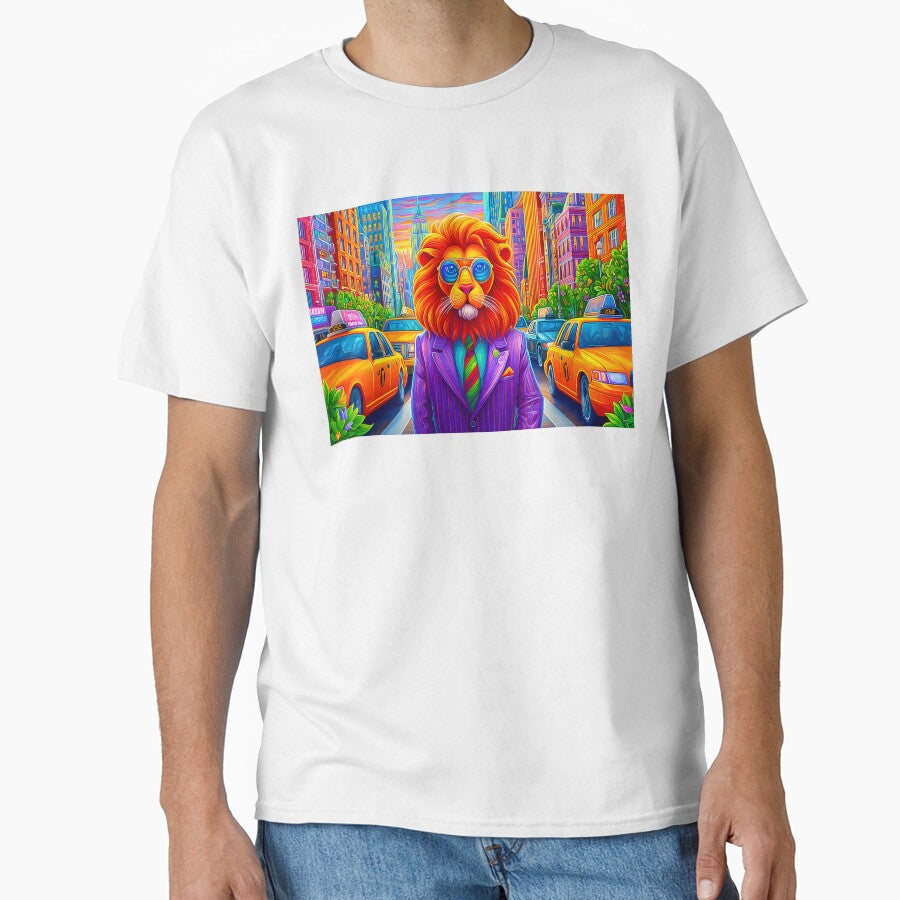 Stylish Lion in a Vibrant Cityscape Setting by Artessie