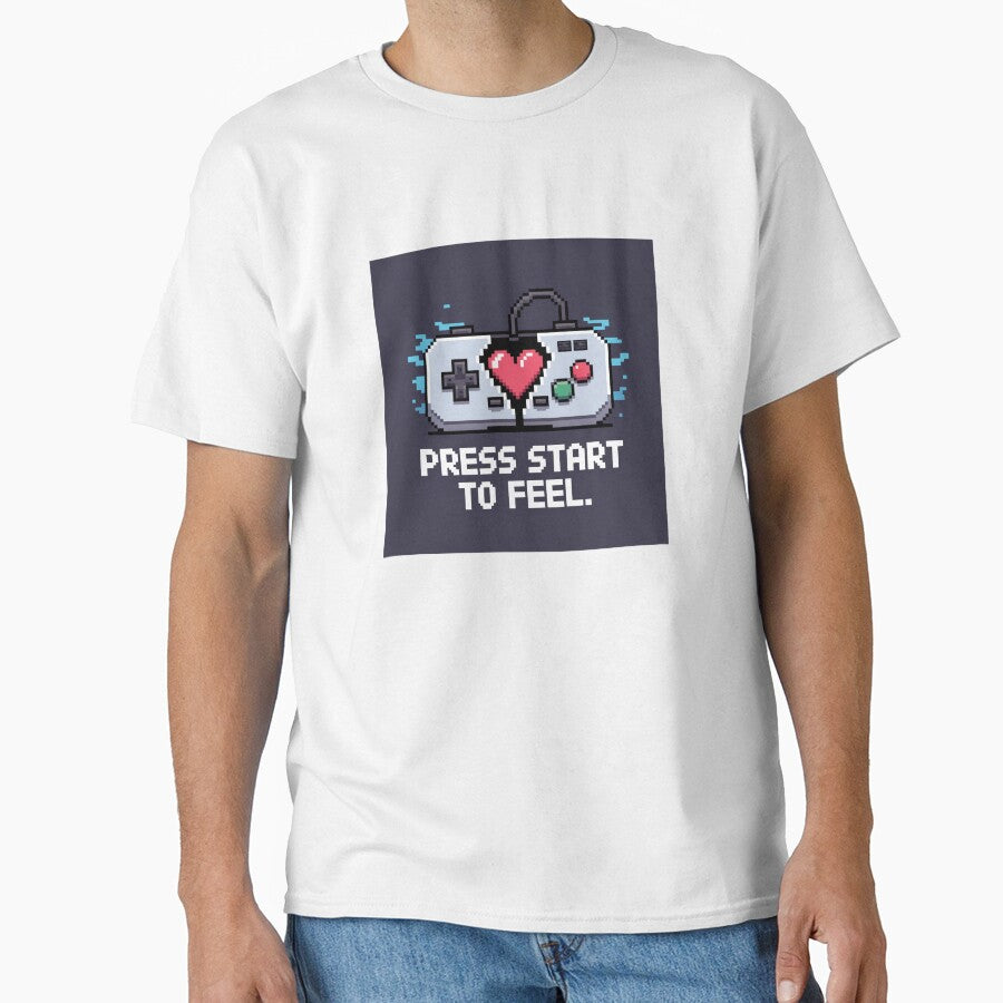 Press Start to Feel – Pixel Art Retro Gamer Heart by Prithbyshop